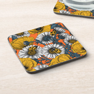 The meadow in yellow and blue coaster
