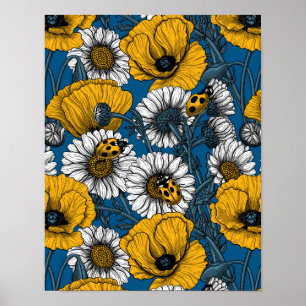 The meadow in yellow and blue poster