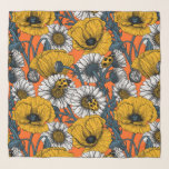 The meadow in yellow and blue scarf<br><div class="desc">Seamless vector pattern made with hand drawn daisies,  poppies and ladybugs. Yellow and white colour version.</div>