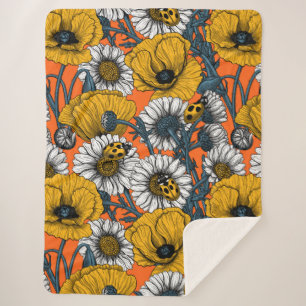 The meadow in yellow and blue sherpa blanket