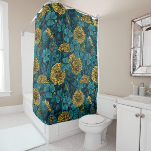 The meadow in yellow and blue shower curtain