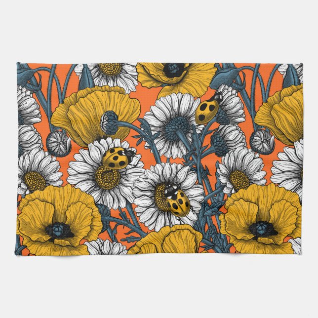 The meadow in yellow and blue tea towel (Horizontal)