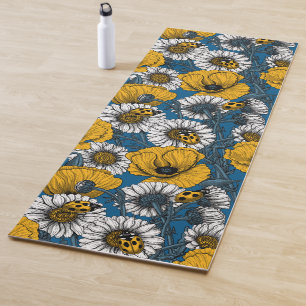 The meadow in yellow and blue yoga mat