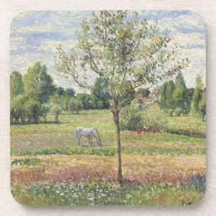 The Meadow with Grey Horse, Eragny, Oil Painting Coaster