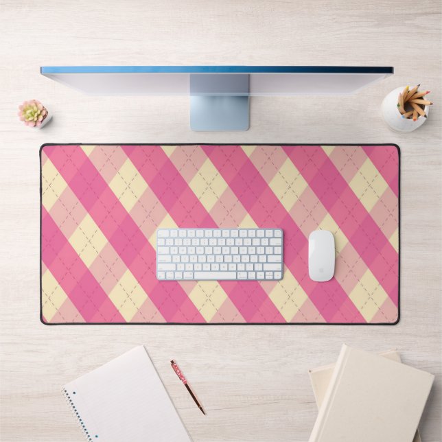 The MeanClique Pink Argyle Desk Mat (Office 1)