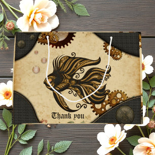 The mechanical wonder of the ocean steampunk fish. large gift bag