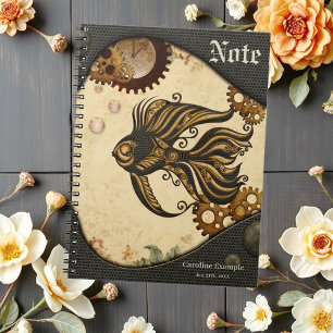 The mechanical wonder of the ocean steampunk fish notebook