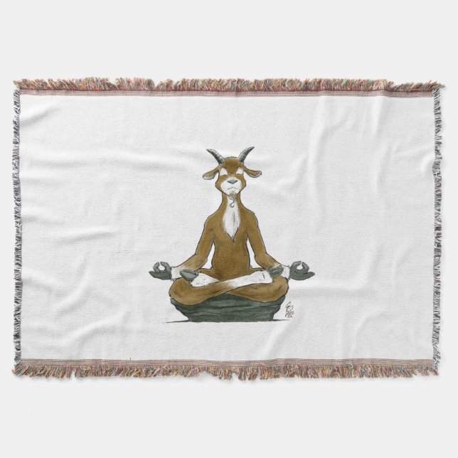 "The Meditating Goat" Throw Blanket (Front)