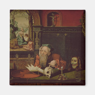 The Meditation of St. Jerome (oil on panel) Magnet