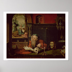 The Meditation of St. Jerome (oil on panel) Poster