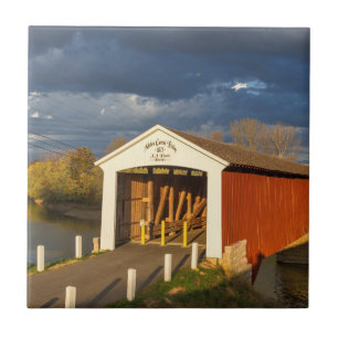 The Medora Covered Bridge Built In 1875 Ceramic Tile