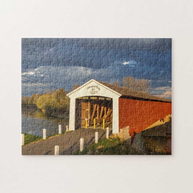 The Medora Covered Bridge Built In 1875 Jigsaw Puzzle (Horizontal)