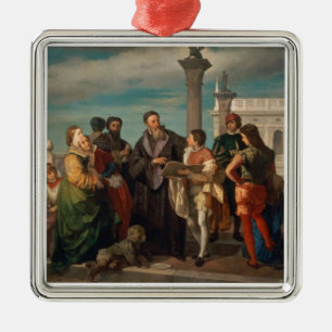 The Meeting Between Titian (1488-1576) and Verones Metal Ornament