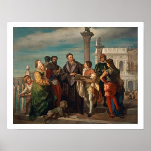 The Meeting Between Titian (1488-1576) and Verones Poster