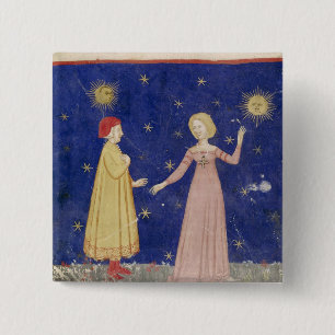 The Meeting of Dante and Beatrice 15 Cm Square Badge