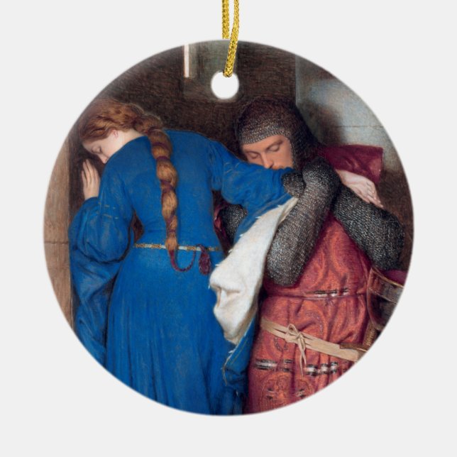 The Meeting On Turret Stairs by Frederic Burton Ceramic Ornament (Front)
