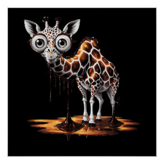 The Melting Giraffe Funny Surreal Art Design Poster