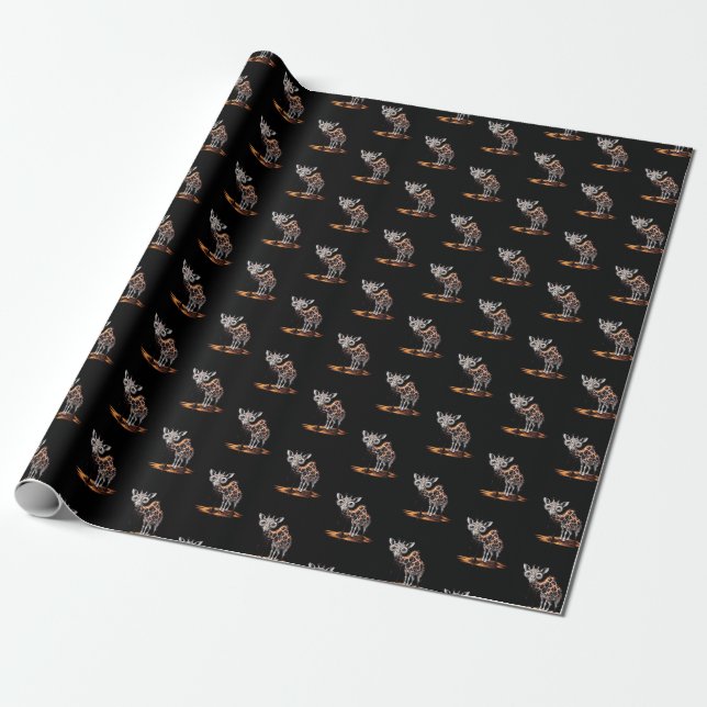The Melting Giraffe Funny Surreal Art Design Wrapping Paper (Unrolled)