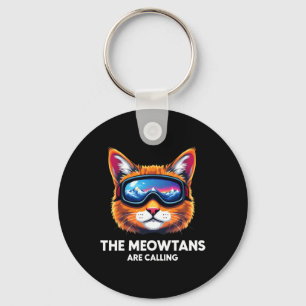 The Meowtains Are Calling Cat Lover Mountain Skier Key Ring
