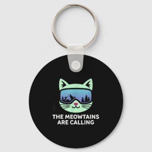 The meowtains are calling cat ski funny kids key ring