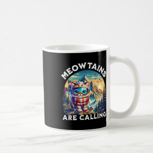 The Meowtains Are Calling Funny Cat Quirky Skiing Coffee Mug