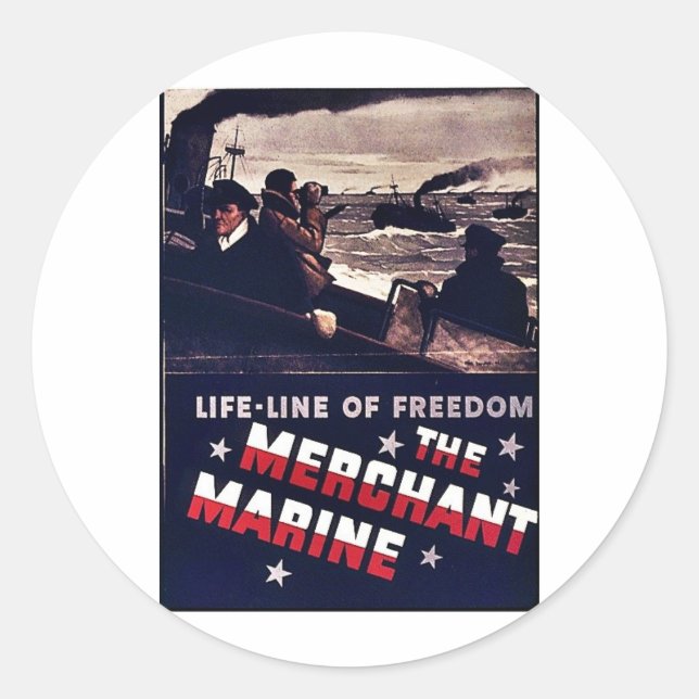 The Merchant Marine Classic Round Sticker (Front)