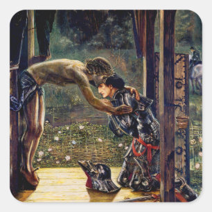 The Merciful Knight by Edward Burne-Jones Square Sticker
