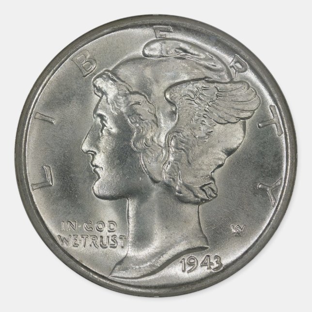 The Mercury dime Classic Round Sticker (Front)