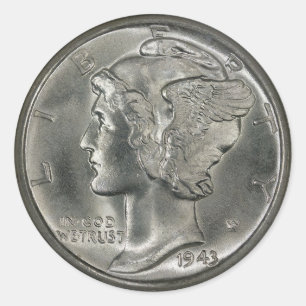 The Mercury dime Classic Round Sticker