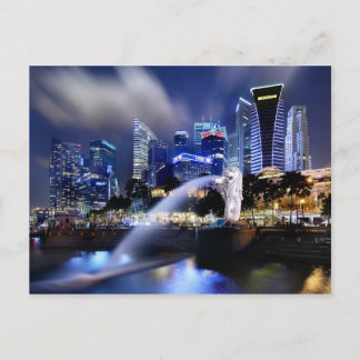 The Merlion and Singapore Skyline Postcard