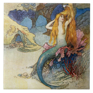 “The Mermaid” by Warwick Goble Ceramic Tile