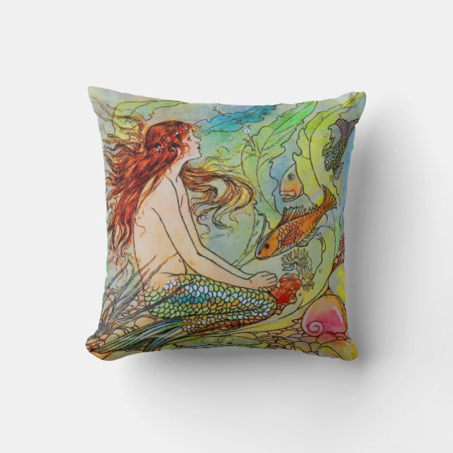 The Mermaid Eleanore Abbott Fine Art Cushion (Front)