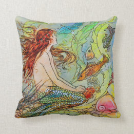 The Mermaid Eleanore Abbott Fine Art Cushion