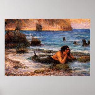 The Merman by John William Waterhouse Poster