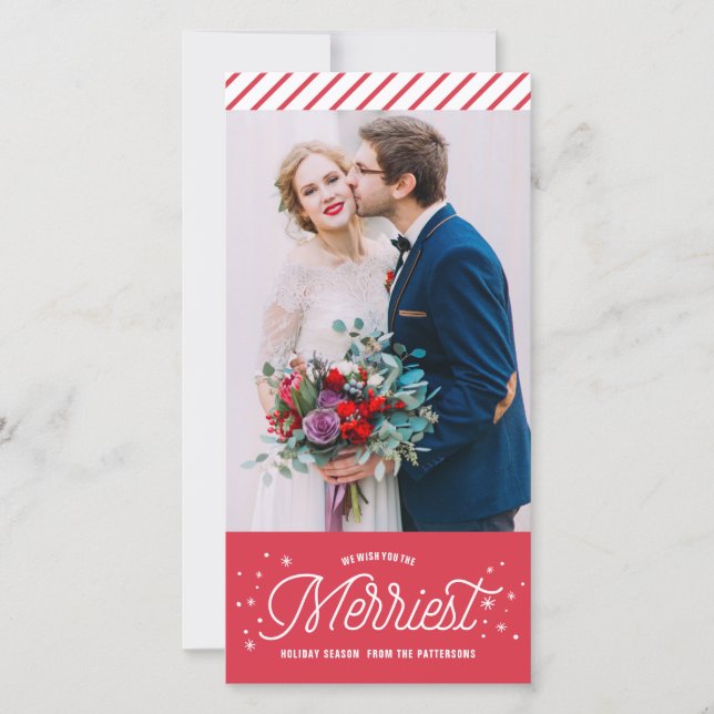 The Merriest Holidays Typography Photo Christmas Holiday Card (Front)