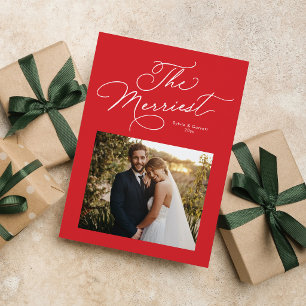 The merriest newlywed Christmas photo Holiday Card