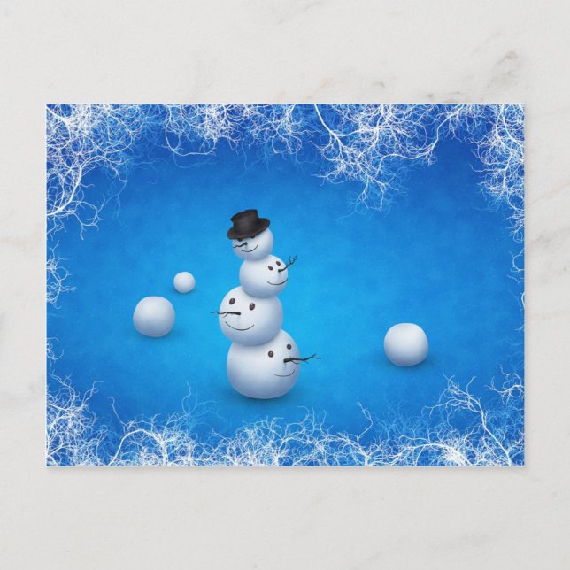 The Merry Snowman Holiday Postcard (Front)