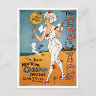 The Merry World Vintage Theatre Poster. Holiday Postcard