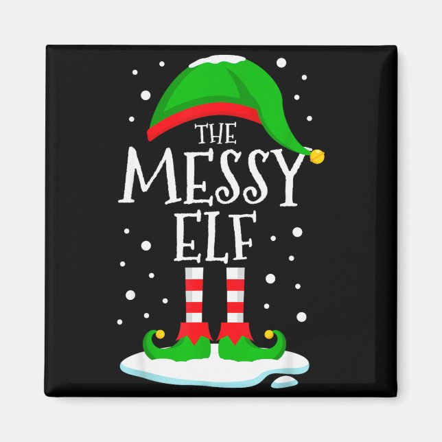 The Messy Elf Christmas Family Matching Xmas Group Magnet (Front)