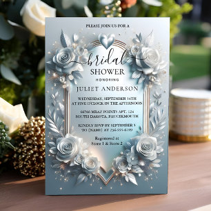 The Metal Glam Shiny High End Silver Bridal Shower Invitation