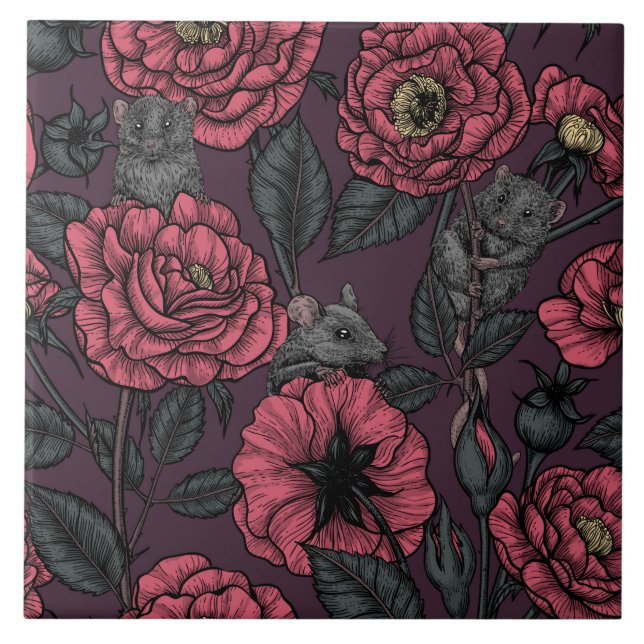 The mice party ceramic tile (Front)