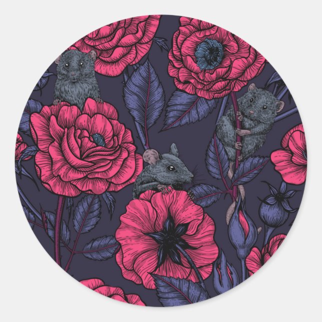 The mice party classic round sticker (Front)