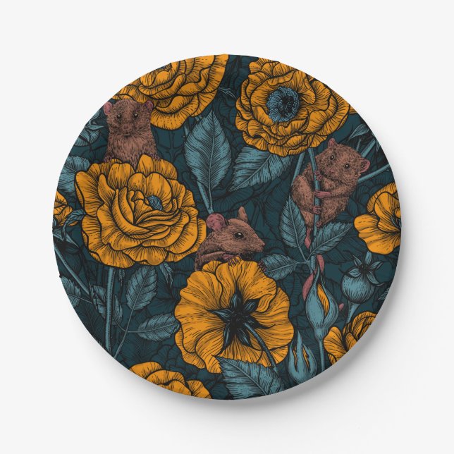 The mice party in orange and blue paper plate (Front)