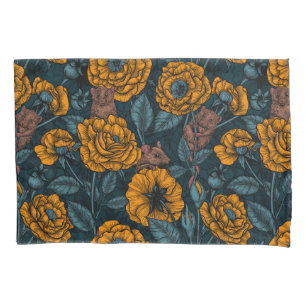 The mice party in orange and blue pillowcase
