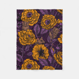 The mice party in orange and violet fleece blanket