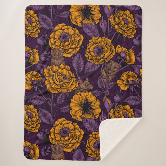 The mice party in orange and violet sherpa blanket (Front)