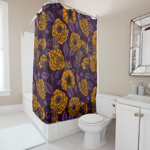 The mice party in orange and violet shower curtain