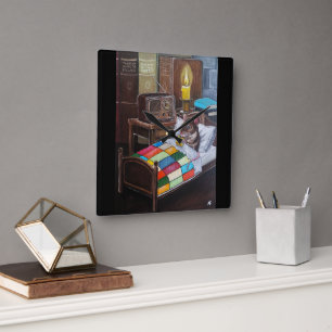 The Midnight Broadcast Painting by Alfred Fox Square Wall Clock