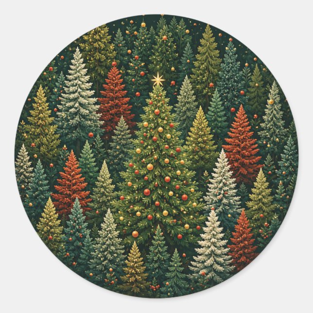 The Midnight Forest Star Classic Round Sticker (Front)