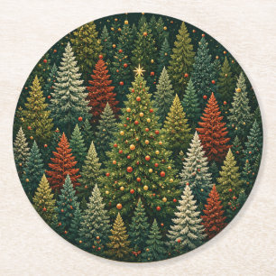 The Midnight Forest Star Round Paper Coaster